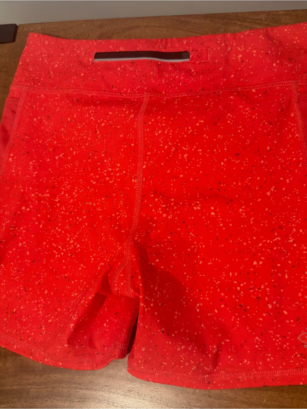 Women’s Rabbit Red Athletic Shorts with Speckled Print